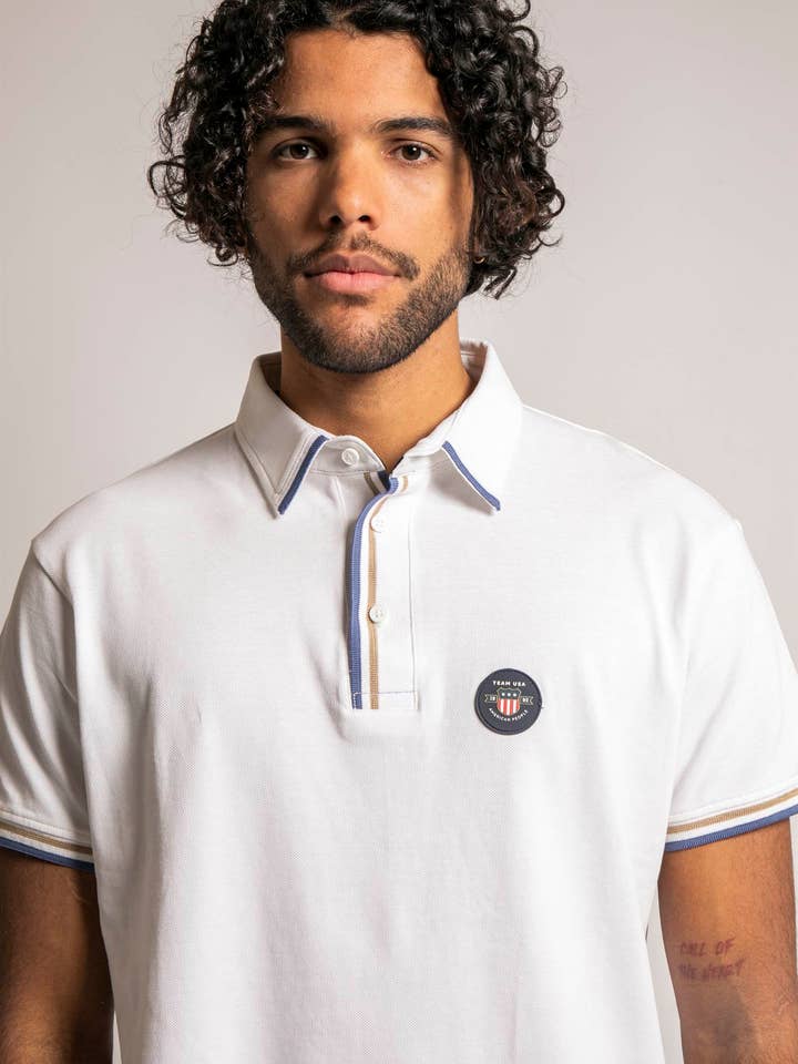 American People - Wholesale Polo - Men's - M/C POOL WHITE/ECLIPSE POLO