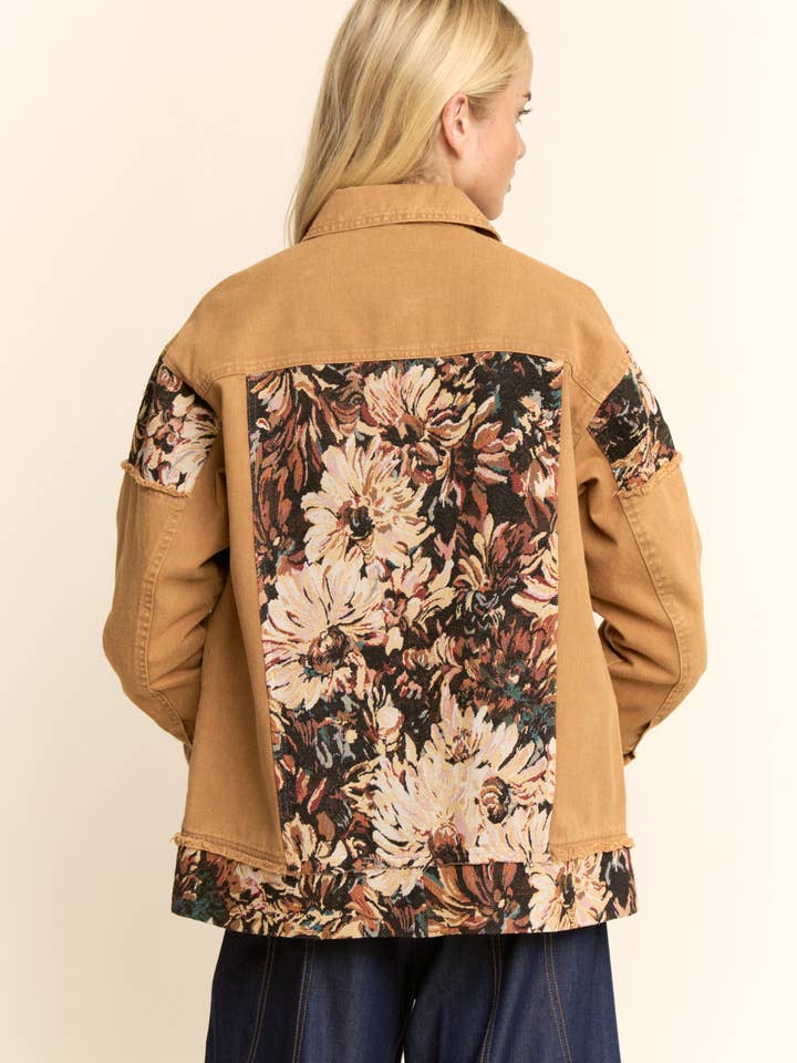 Davi & Dani - Wholesale Jacket - Women's - STONE WASHED DENIM JACQUARD PANEL MIDI JACKET9