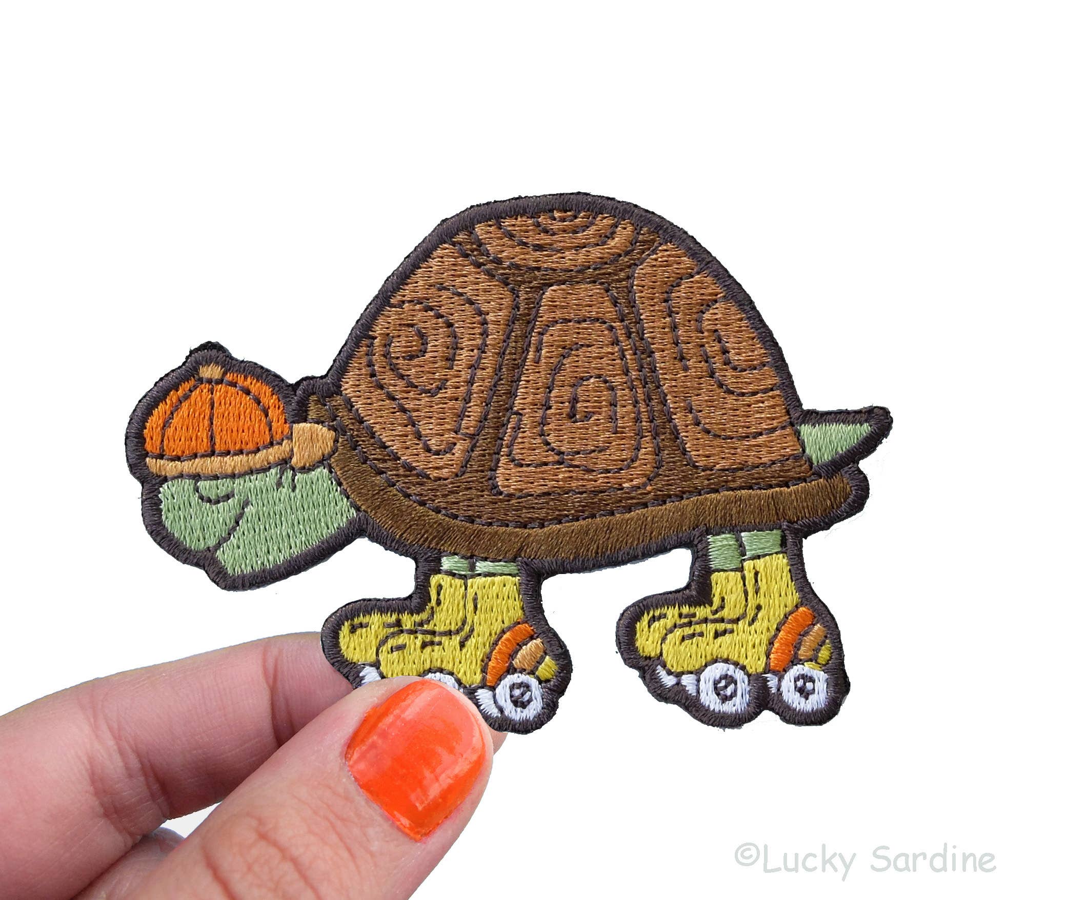 Lucky Sardine - Wholesale Patch - Tortoise Skate, Slow Roll Turtle, Embroidered Iron-On Patch4
