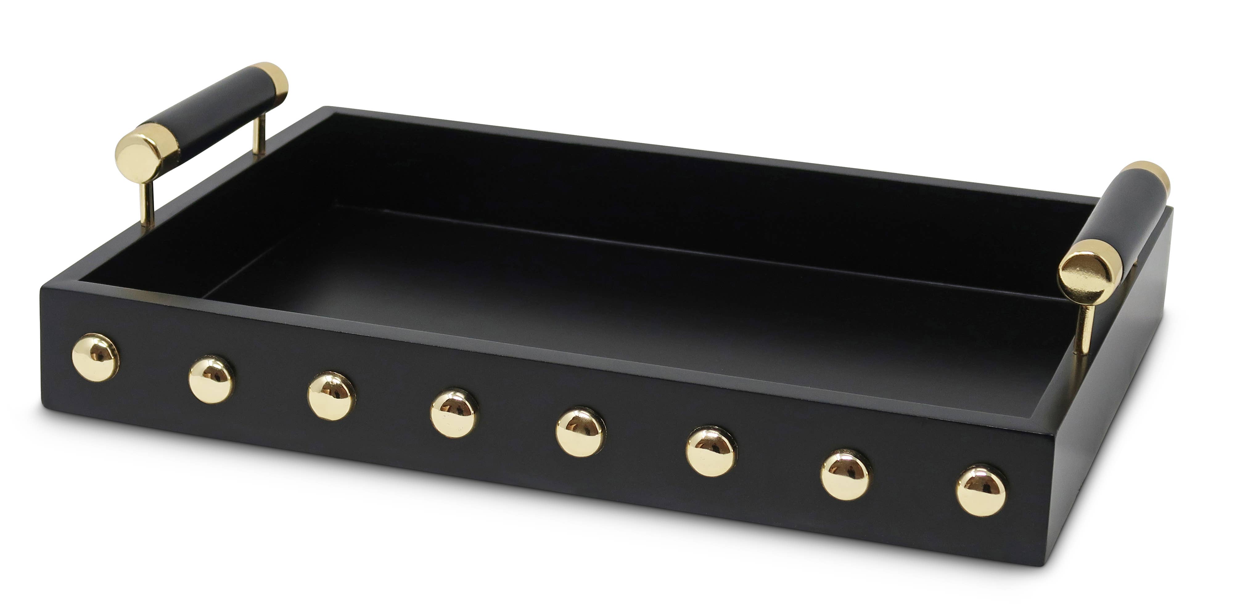 CLASSIC TOUCH DECOR INC. - Wholesale Decorative Tray - High Gloss Decorative Tray with Gold Ball Deign and Handle1