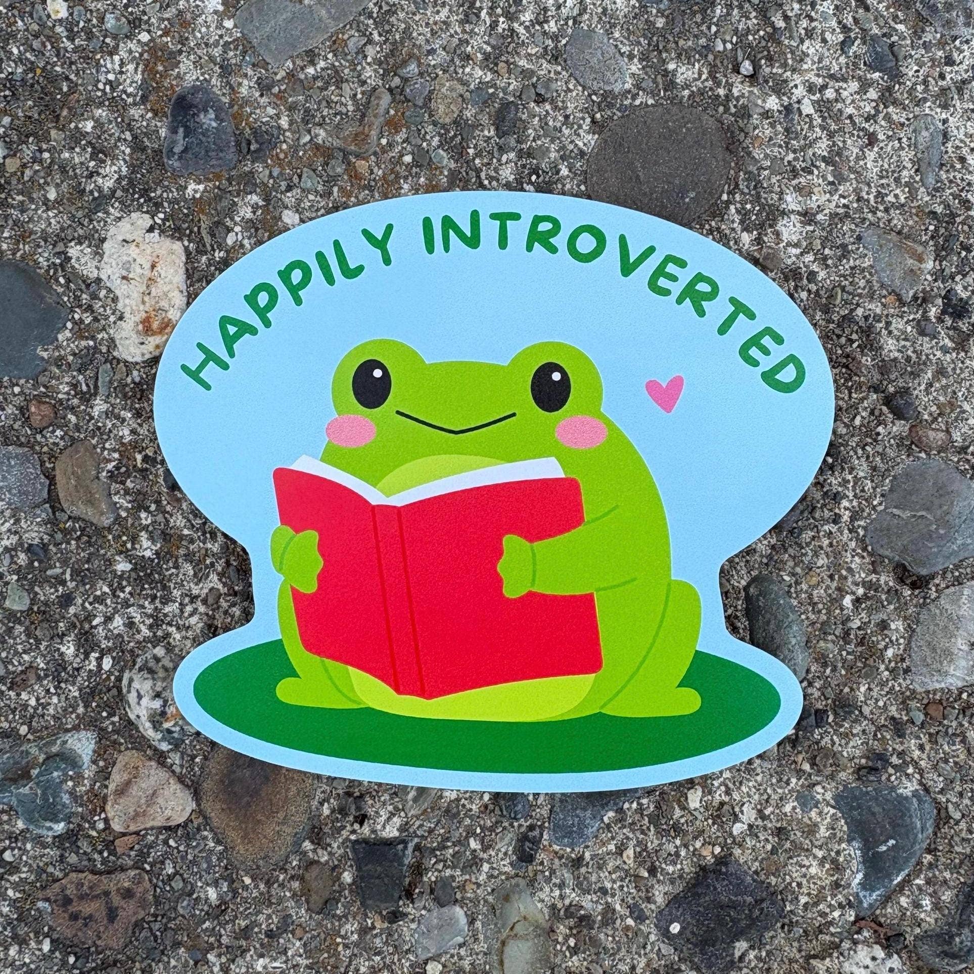 Anna Liz Heart Designs - Wholesale Sticker - Cute Frog Vinyl Waterproof Sticker - 'Happily Introverted'3