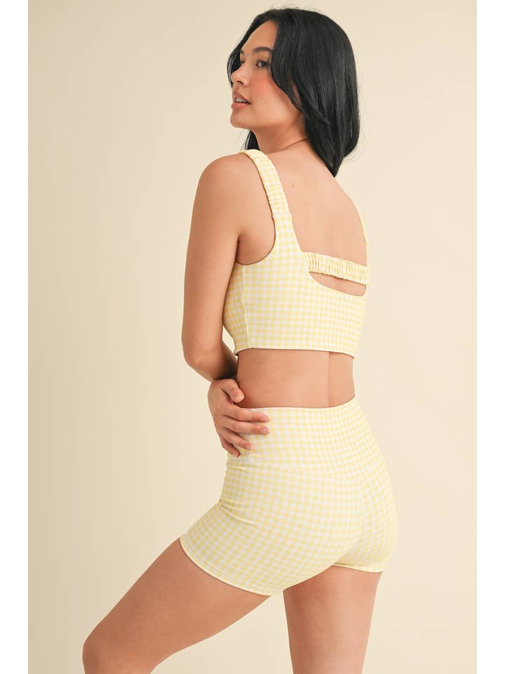 KIMBERLY C - Wholesale Sports Bra - Women's - Gingham Print Ruched Bra Top6