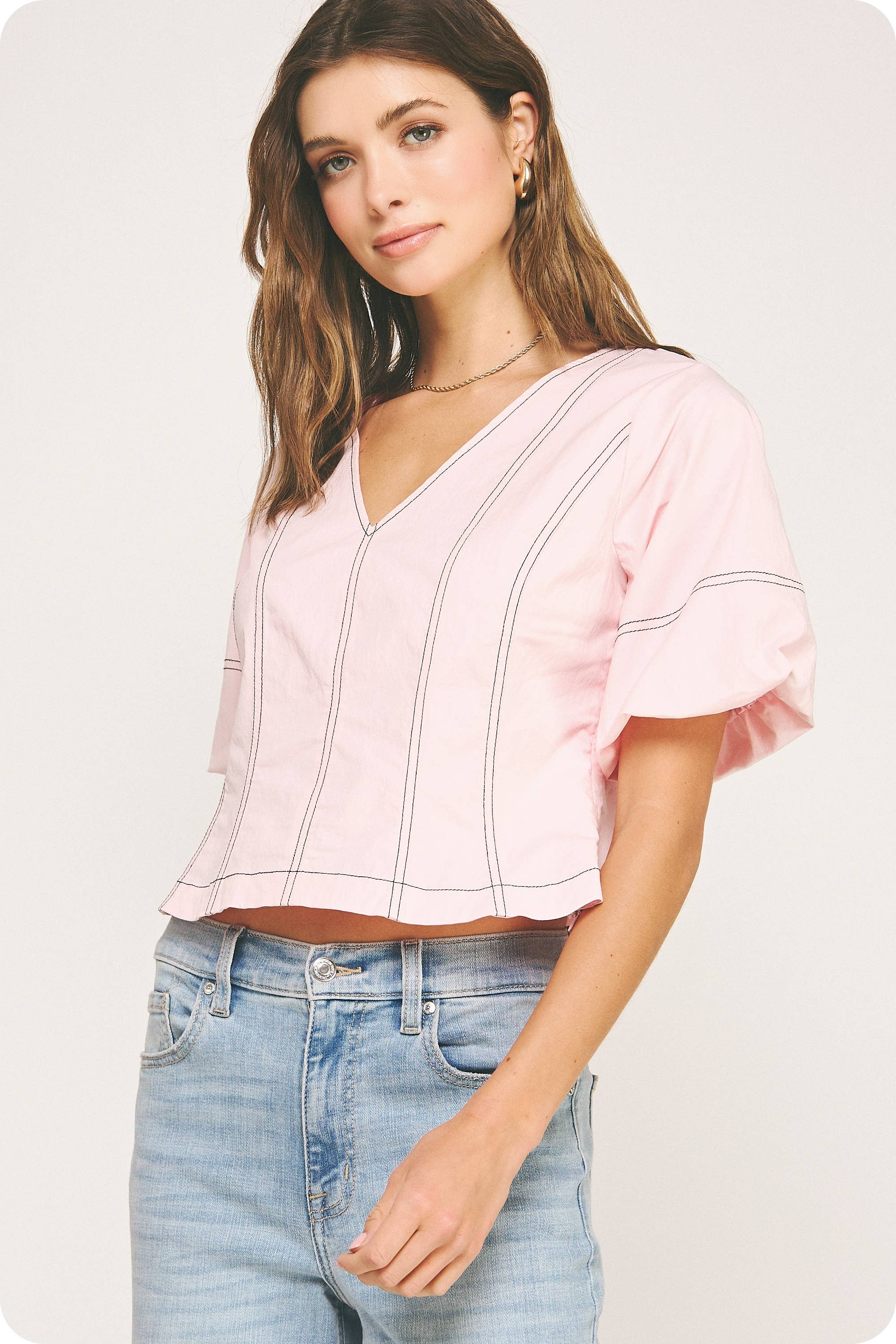 Strut & Bolt - Wholesale Blouse - Women's - Top Stitch Bubble Sleeve Top8