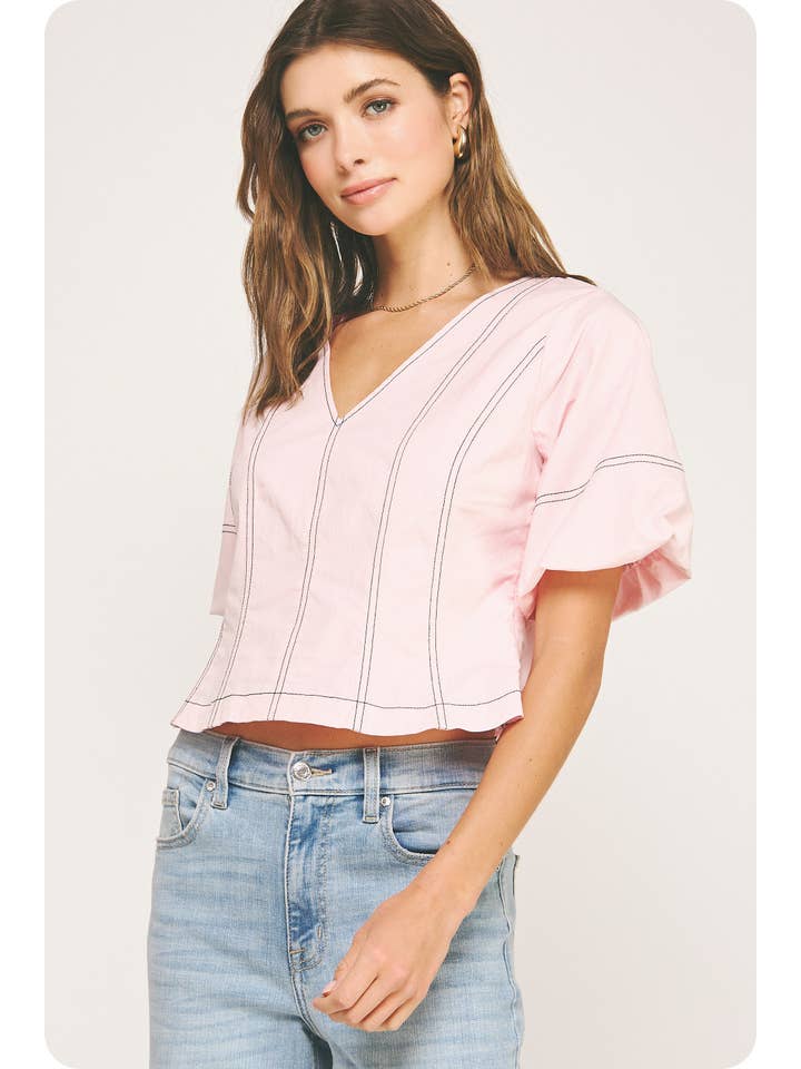 Strut & Bolt - Wholesale Blouse - Women's - Top Stitch Bubble Sleeve Top8