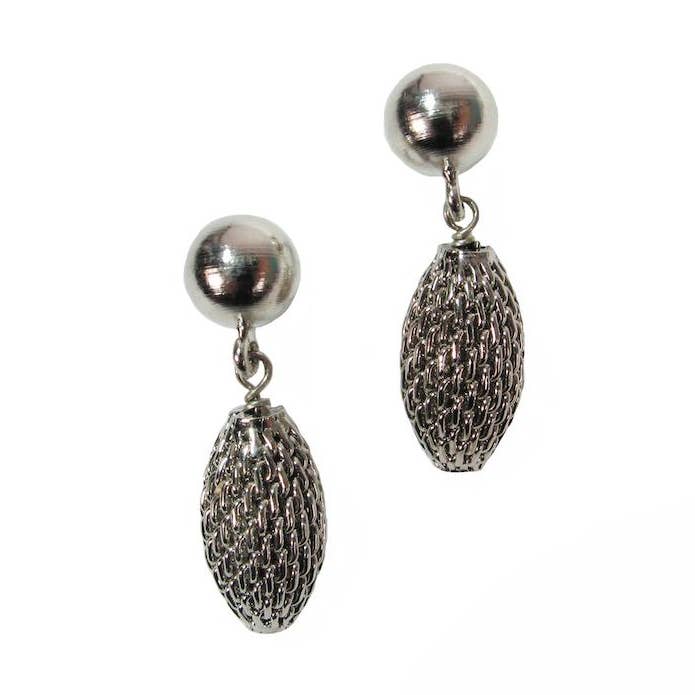 Oval Mesh Bead Drop Earrings on Ball Post for wholesale by Erica Zap Designs