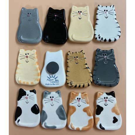 August Ceramics - Wholesale Magnet - 3" Ceramic Cat Magnets