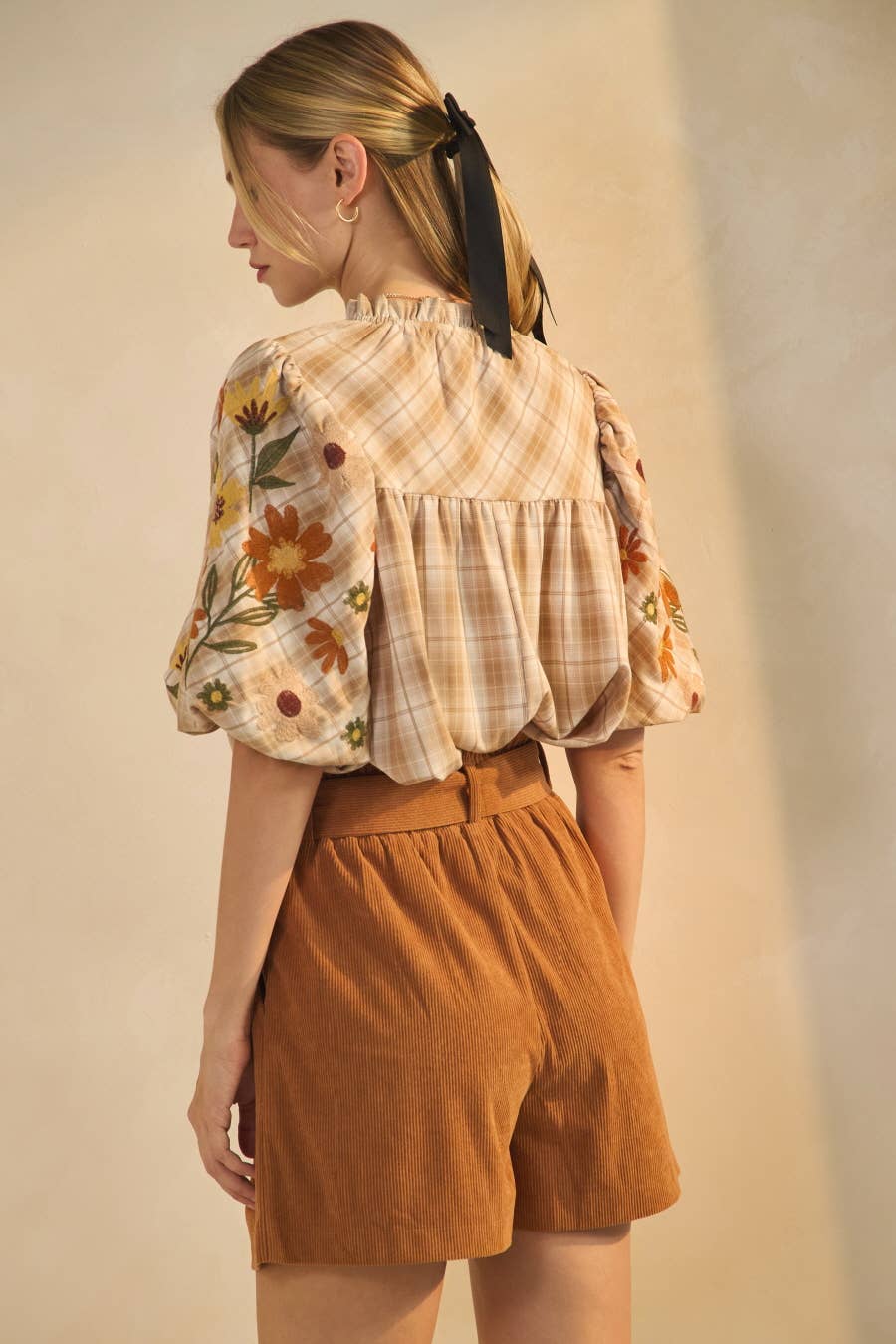 Oddi - Wholesale Blouse - Women's - Plaid Puff Sleeve Blouse4