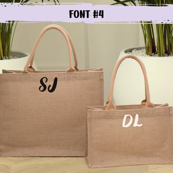 Bodhi Life Design - Wholesale Tote Bag - Women's - Custom Burlap Tote Bag, Bridesmaid Gift Bag with Initials