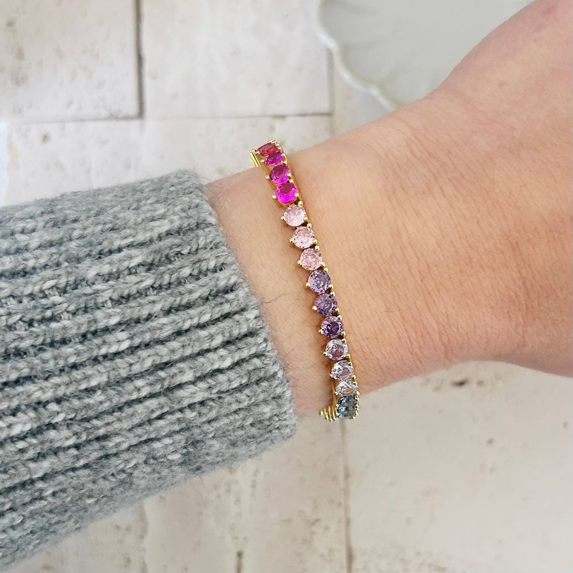 Amady Jewelry - Wholesale Tennis Bracelet - Tennis bracelet Colorful rainbow crystals 10