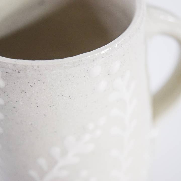 Curry Wilkinson Pottery - Wholesale Coffee Mug - Handmade Decorated Stoneware Mug with White Florals5