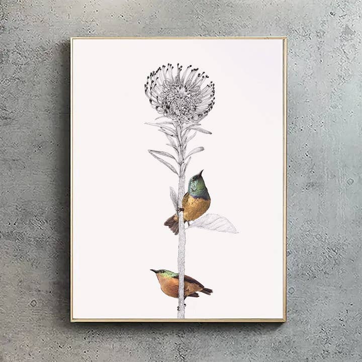 Pair of Sunbirds - A2/A1 Print (portrait) for wholesale by Hidden Planet