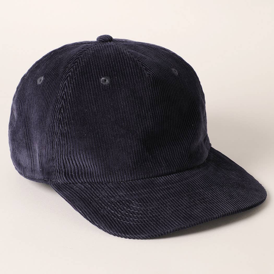 Fashion City – wholesale Baseball cap – Women's – Plain Corduroy Flat Brim Snapback Cap Baseball Hat25