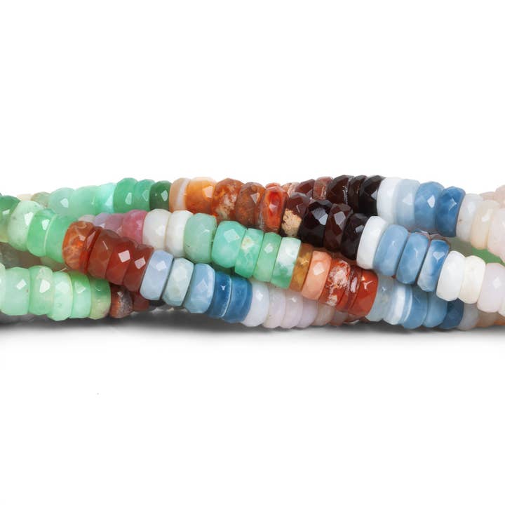 7mm Multicolor Opal Faceted Heishis 14 inch 110 beads for wholesale by The Bead Traders