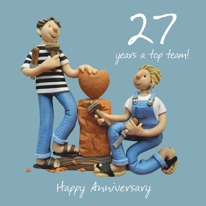 Teamwork, 27. bryllupsdagskort for engroshandel hos Inky Blue Ltd t/a Holy Mackerel