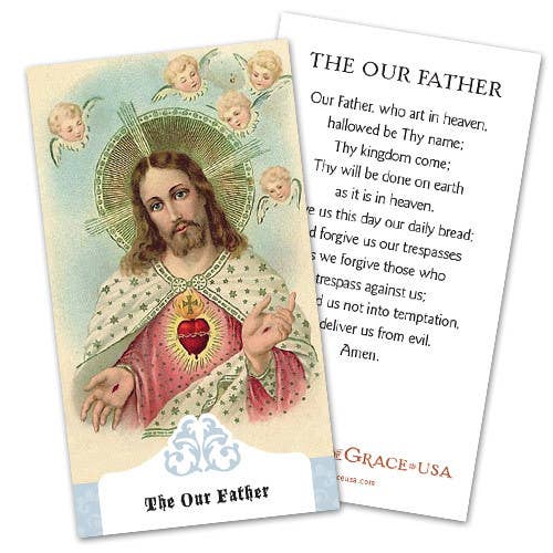 Our Father Prayer Holy Card for wholesale by The Retro - a Full of Grace USA Company