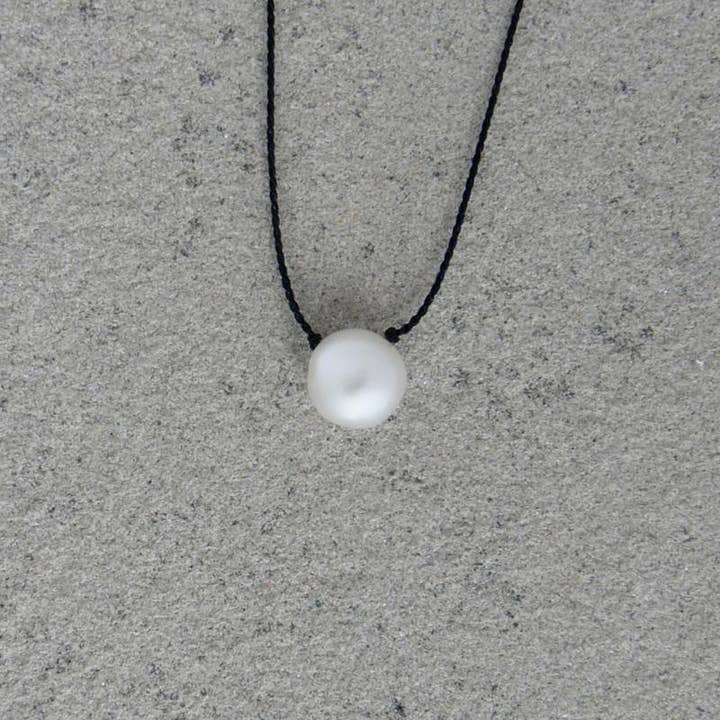 Silk and Pearl Necklace - Black for wholesale by Rope and Leather