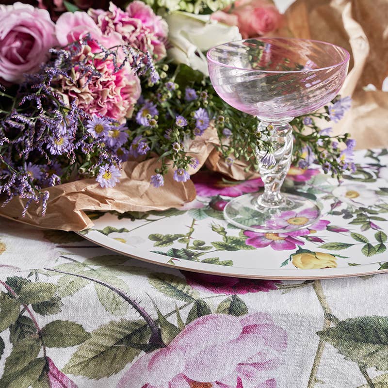 Koustrupco – wholesale Table runner – Rose Flower Garden Table runner in linen- made in Europe2