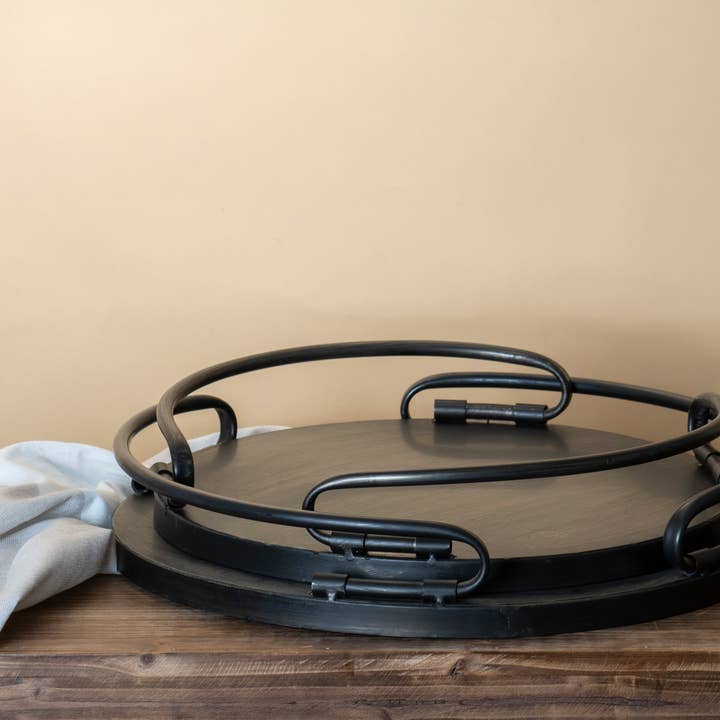 Foreside Home & Garden - Wholesale Decorative Tray - Manhattan Farmhouse Round Metal Decorative Tray Large5