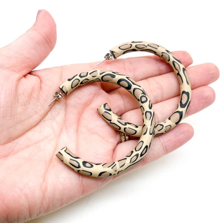 Hillside Studio - Wholesale Hoop Earrings - Becca Hoops - Leopard Print