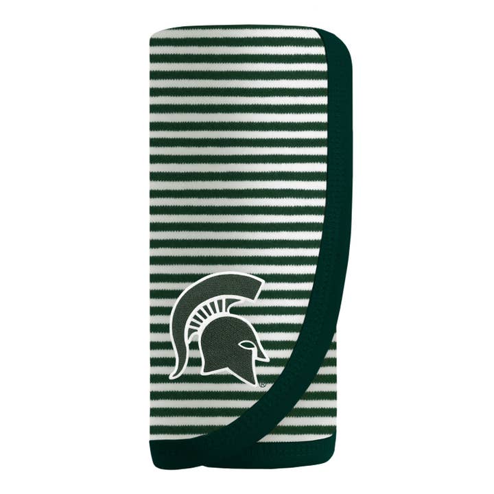 Michigan State Spartans Striped Infant & Toddler Blanket for wholesale by Creative Knitwear