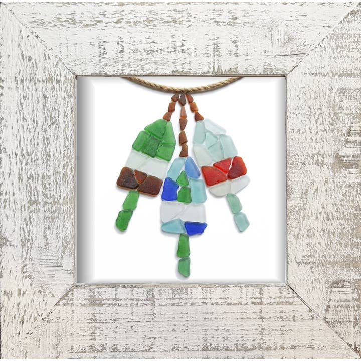 Sea glass Roped Buoys Framed Print for wholesale by LISART LLC
