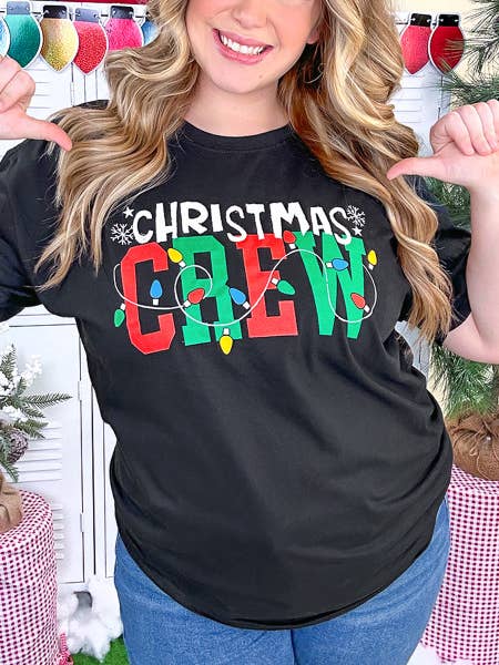Sugar Stitch - Wholesale Screen Printed T-Shirt - Women's - Christmas Crew with Lights Graphic T-Shirt