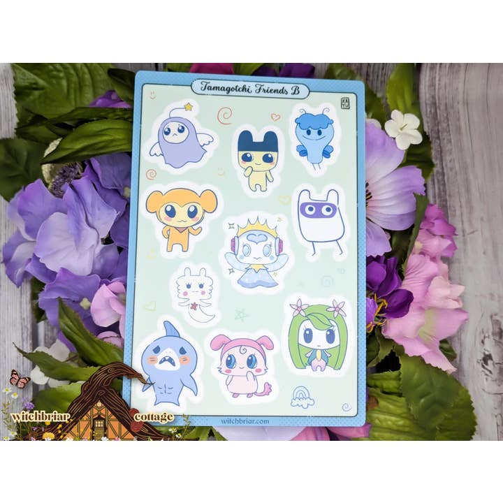 Tamagotchi Friends klistermærkeark til bærbar computer og flasker for engroshandel hos Witchbriar Cottage