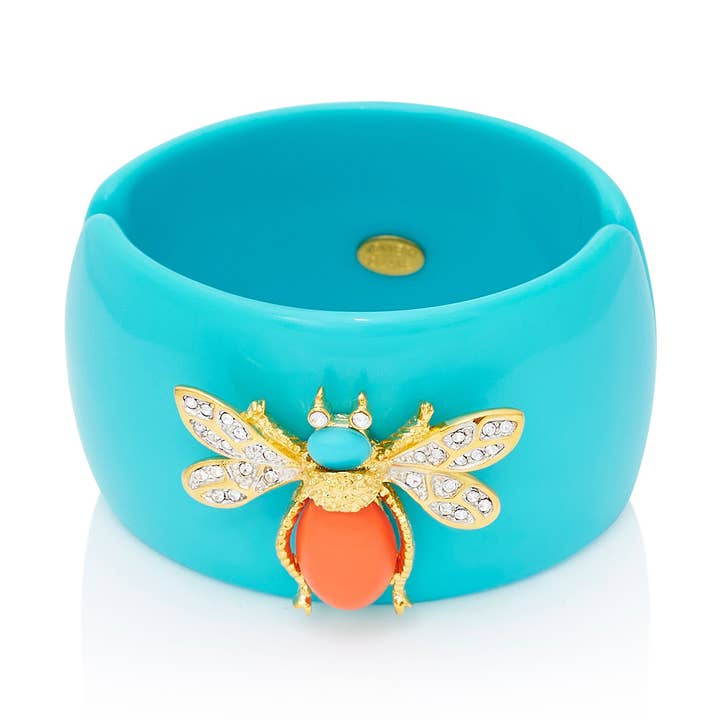 Turquoise & Coral Bee Motif Cuff Bracelet for wholesale by Kenneth Jay Lane