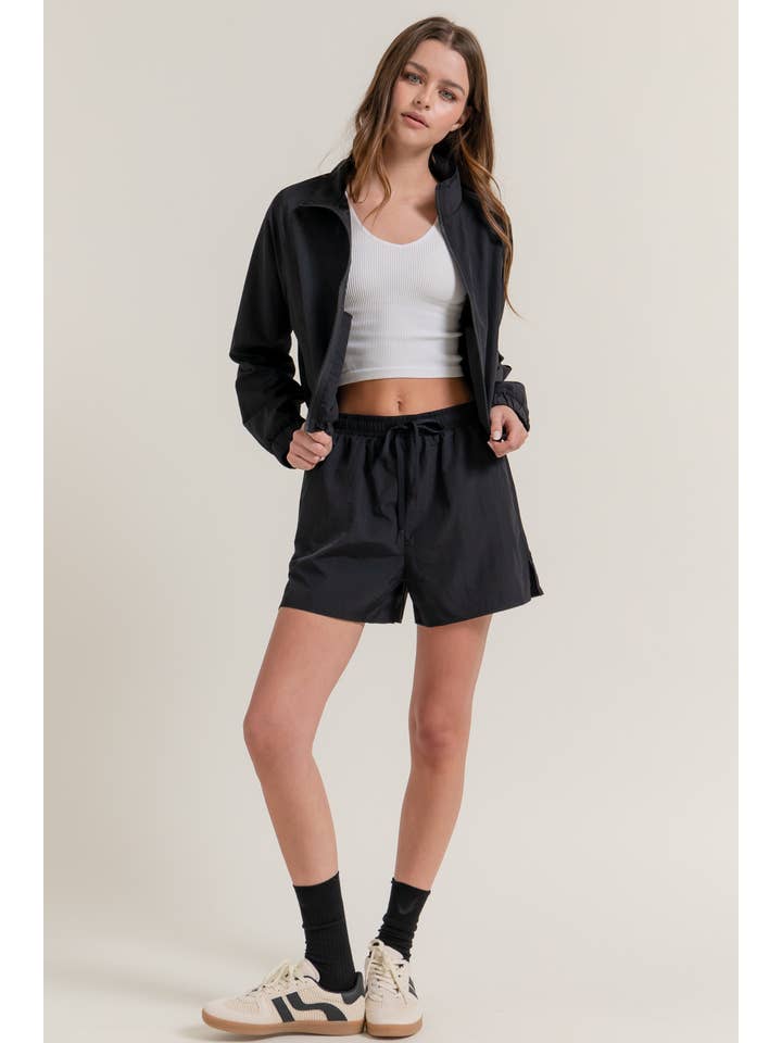 Active Basic | Active USA - Wholesale Athletic Shorts - Women's - Anorak Fabric Side Slit Workout Shorts24