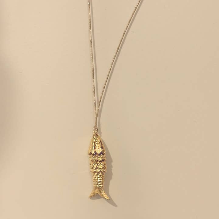 Sophie Deschamps Bijoux - Wholesale Pendant/Charm Necklace - SARDINA NECKLACE, gold and silver plated fish (CAT74)8