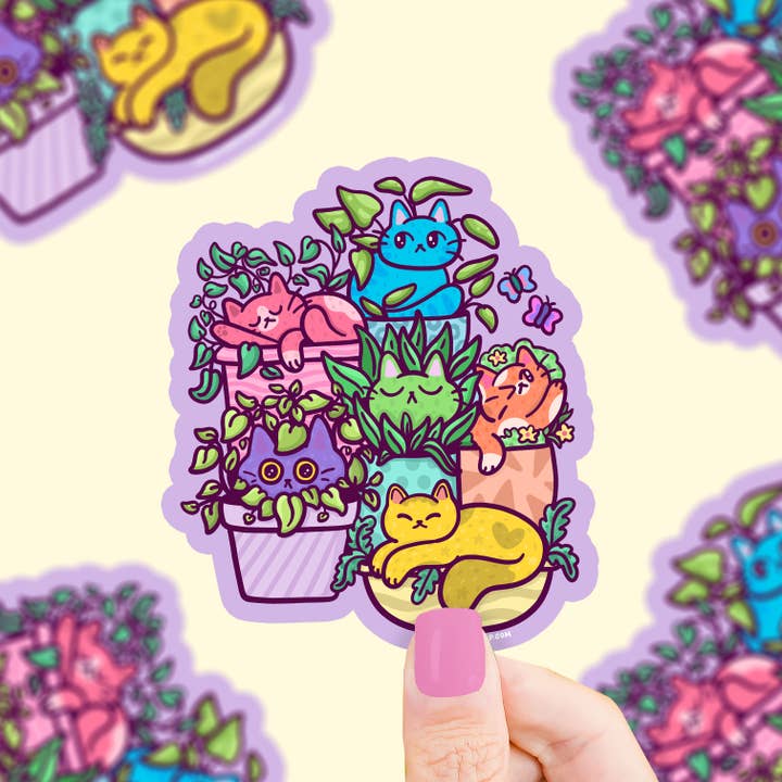 Cat Planters Vinyl Sticker for wholesale by Turtle's Soup