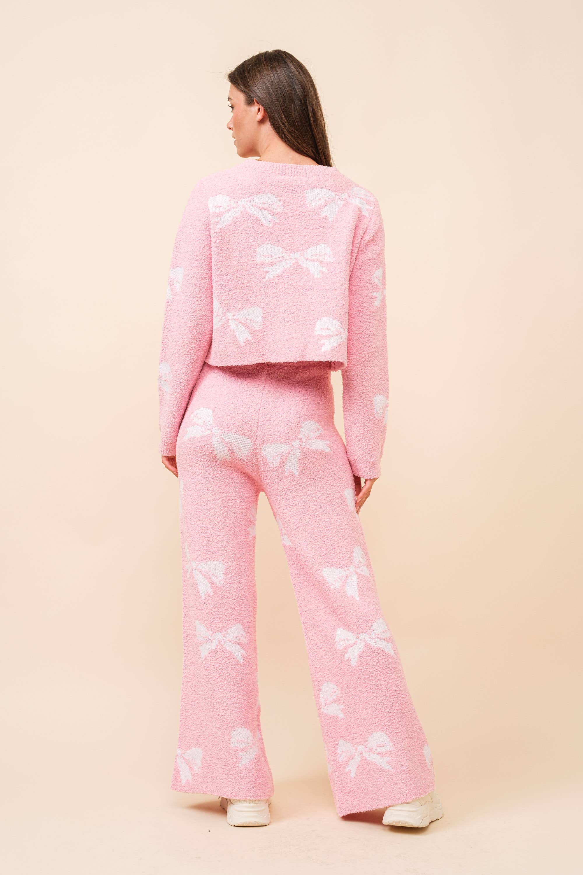 Taupe 36350SET - Ensemble de chandail douillet à imprimé nœud en vente sur Faire13