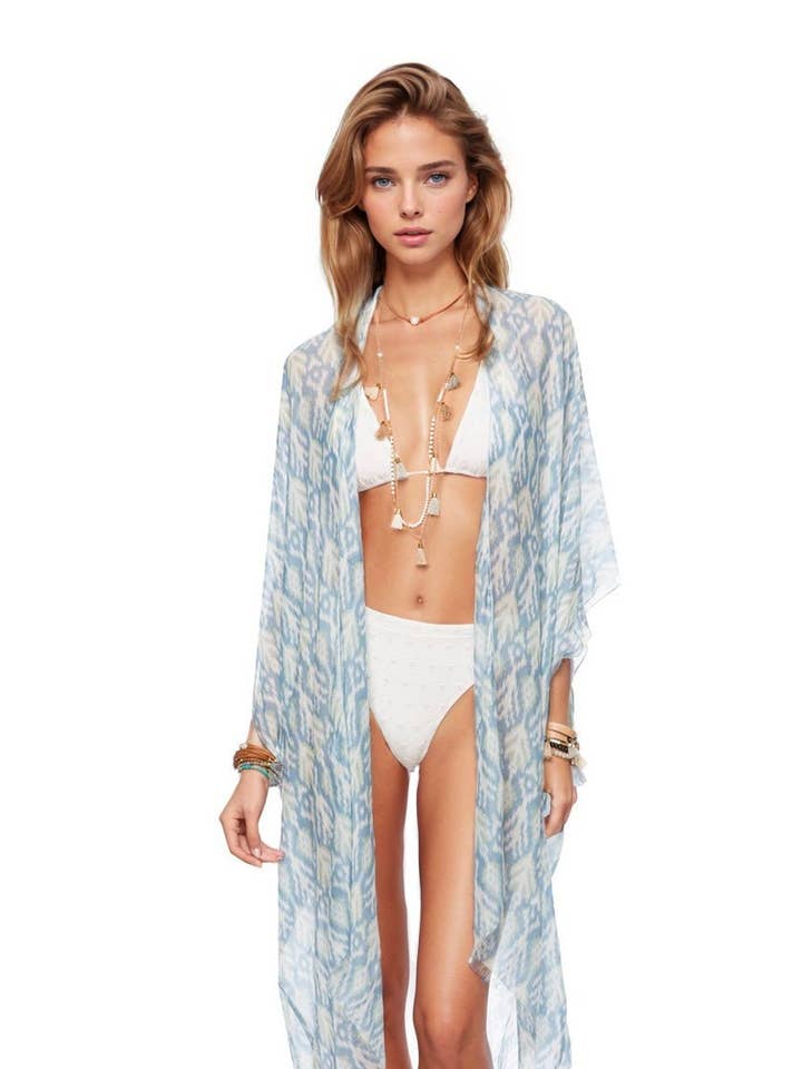 Kimono de Luxo com Estampa de Mar Nativo por atacado de Subtle Luxury