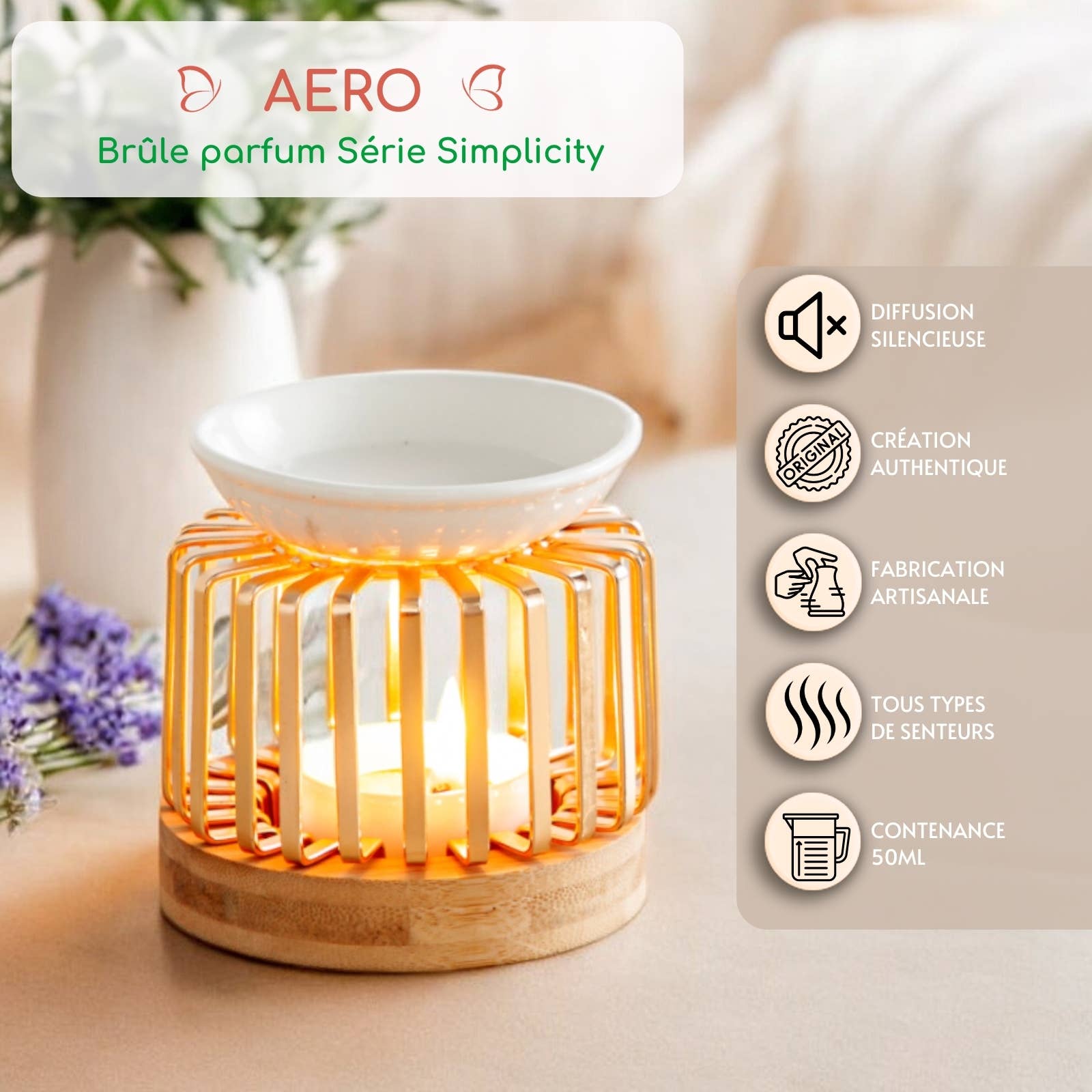 Zen'Arôme – Engroshandel Lyseholder – Moderne duftbrænder i metal, keramik og bambus Aero2