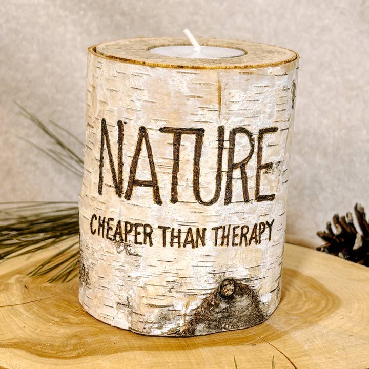 Handcrafted Birch Wood Candle - Nature Cheaper Than Therapy for wholesale by JV Country Creations