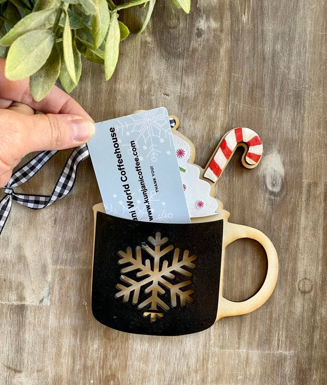True Life Concepts - Wholesale Ornament - Snowflake coffee gift card holder ornament cafe bistro gifts1