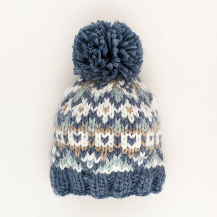 Fairisle Slate Beanie Hat Baby & Kids for wholesale by Huggalugs