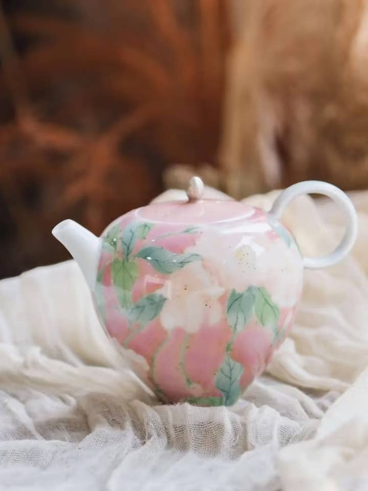 Vintage Floral Hand-Painted Teapot for wholesale by sylvarastudio