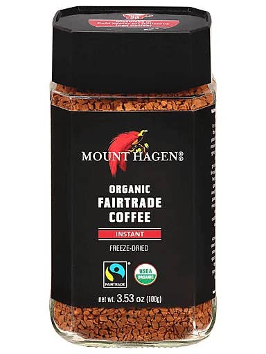 Mount Hagen Organic Instant Coffee, 3.53oz Glass Jar for wholesale by Acme Import Co