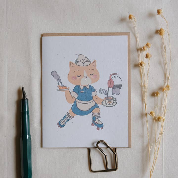 Justine Gilbuena - Wholesale Everyday Greeting Card - Witchy Diner Server Greeting Card