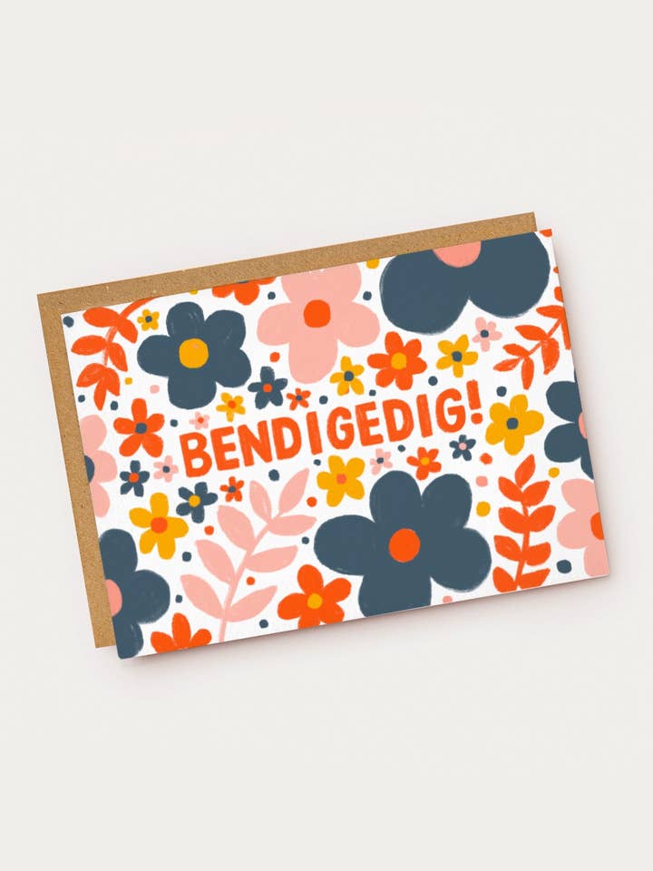 Bendigedig! Welsh Language Celebration Card for wholesale by Jade Fisher