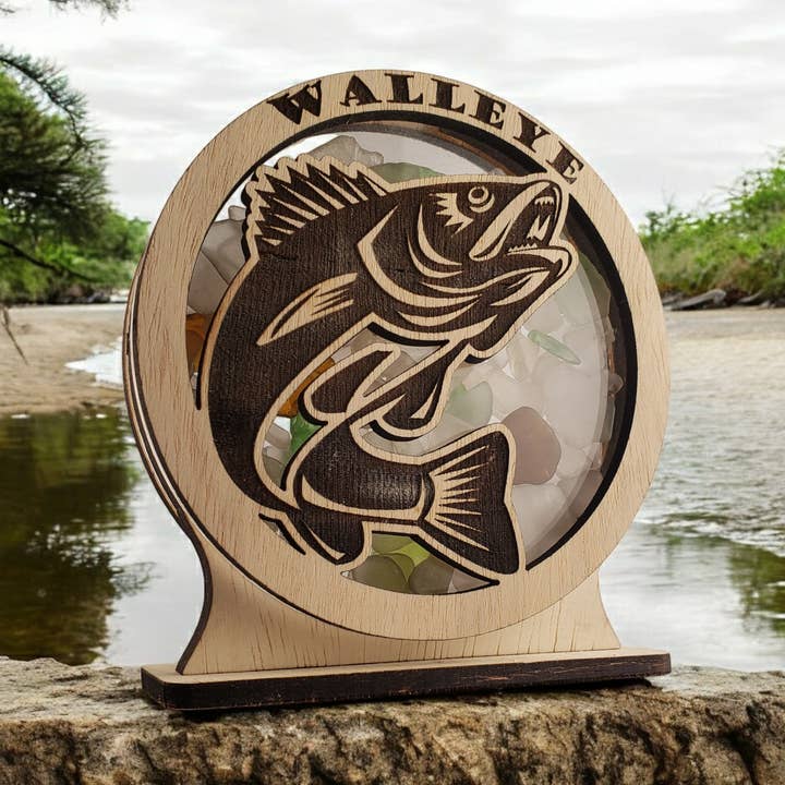 Présentoir en boîte vitrine de verre de mer avec boule à neige doré jaune 4 styles pour la vente par Sea Glass Displays