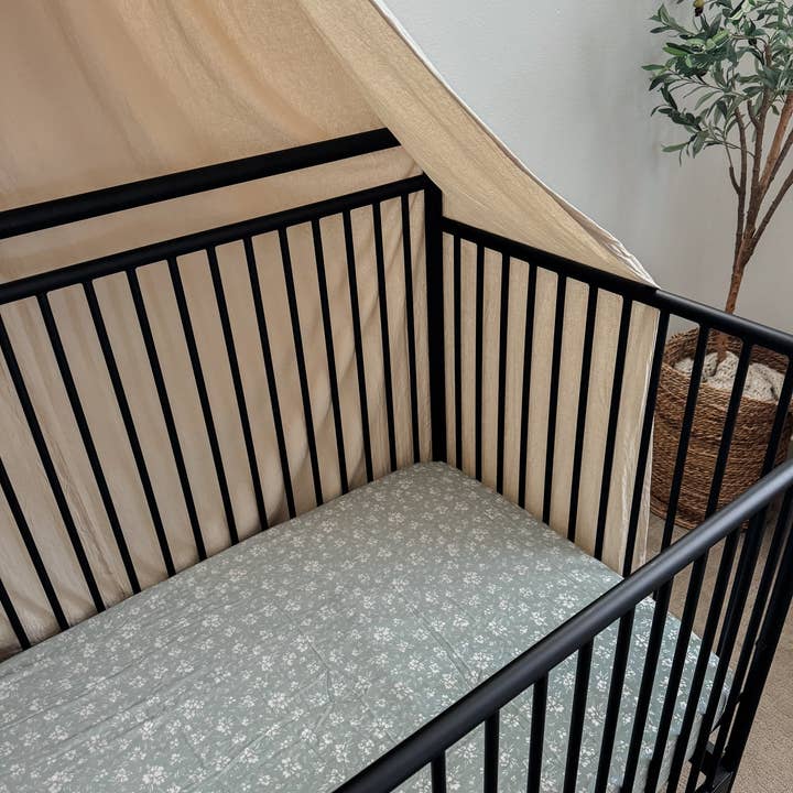 Ellie and Layne - Wholesale Cot/Crib Sheets - Daphne Icy Blue Floral Muslin Crib Sheet2