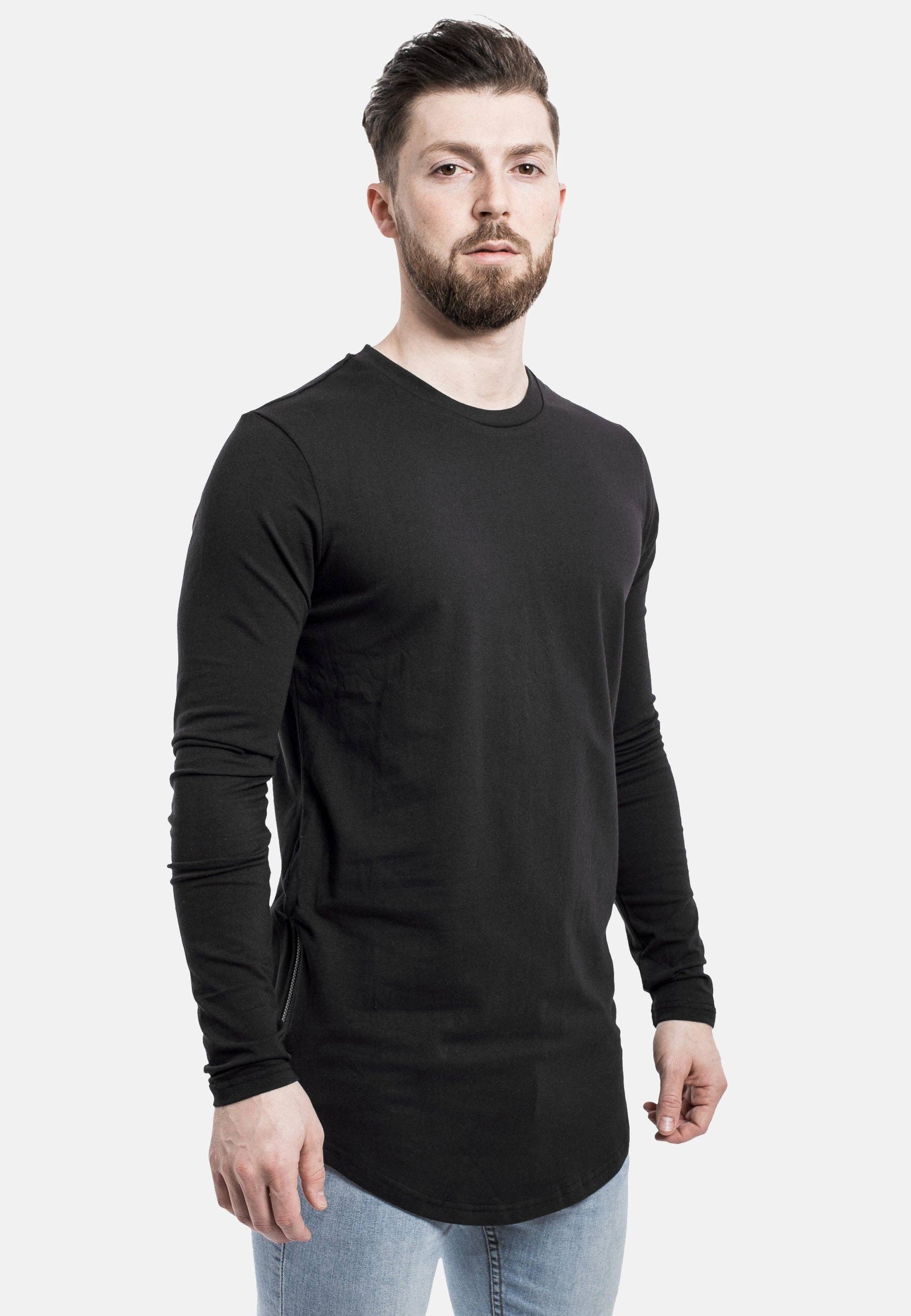 Blackskies - Wholesale T-Shirt - Men's - Langarm-Langshirt mit seitlichem Reißverschluss Schwarz5