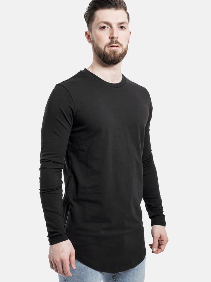 Blackskies - Wholesale T-Shirt - Men's - Langarm-Langshirt mit seitlichem Reißverschluss Schwarz5