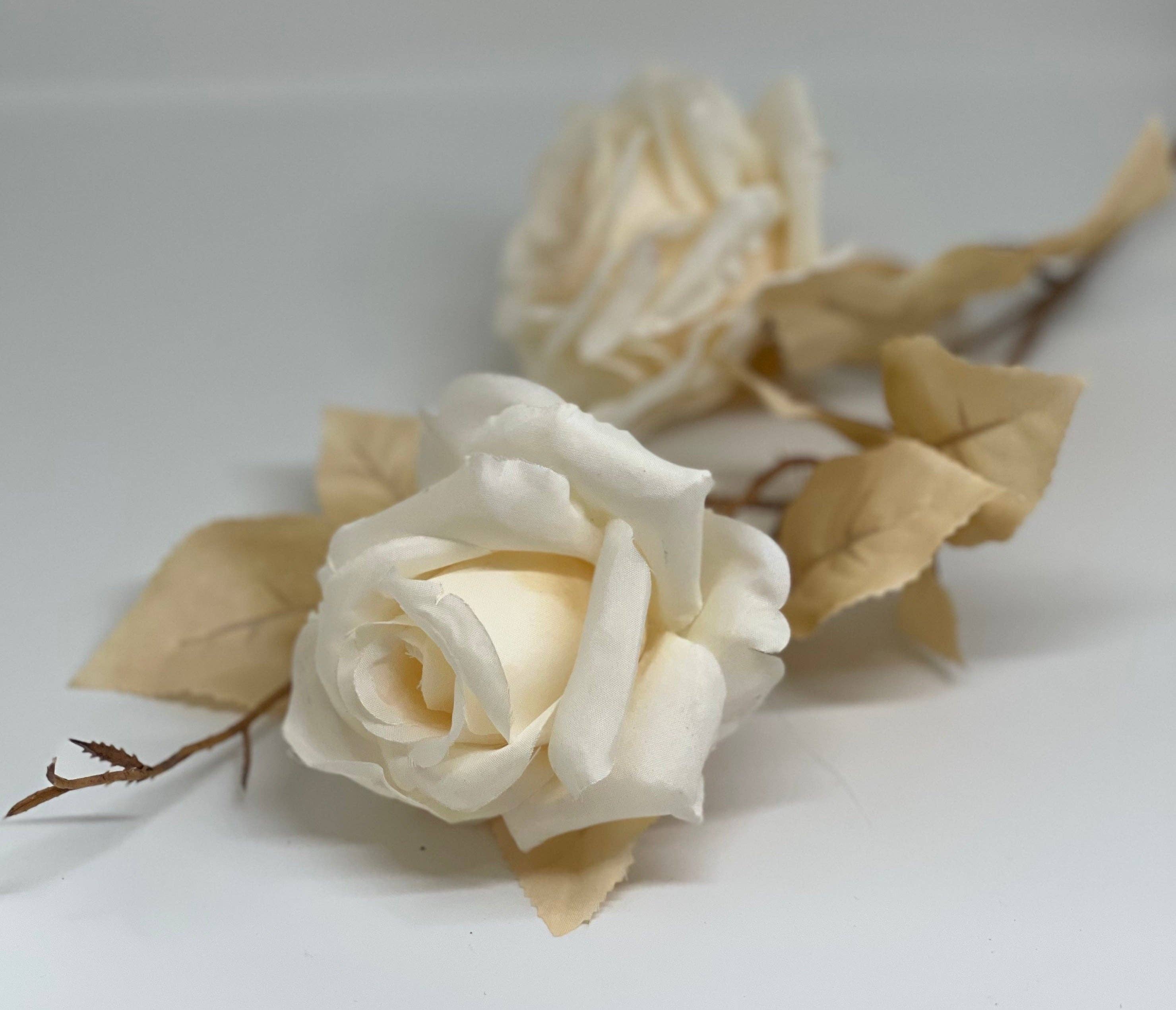 JKF & Co Pty Ltd - Wholesale Artificial flowers - 2 Heads Branch Roses Beige1