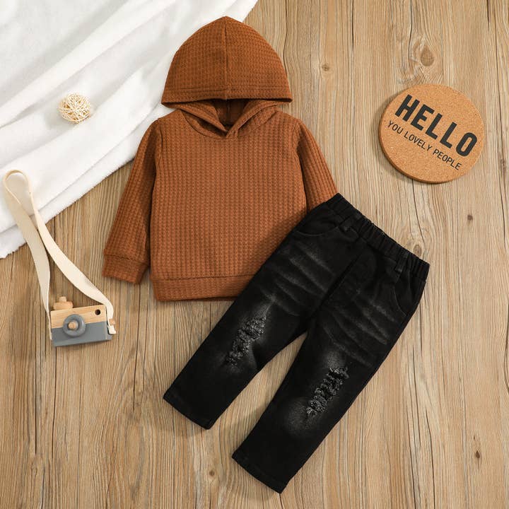 2-piece Baby Boy Sweatshirt and 100% Cotton Jeans Set for wholesale by PatPat