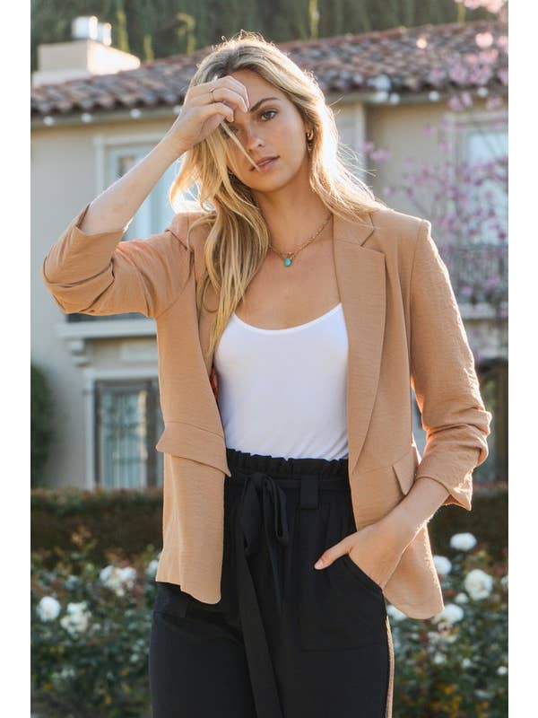 Oddi - Wholesale Blazer - Women's - Solid Woven Collared Blazer