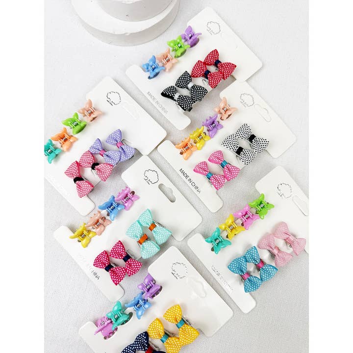 Kids Mini Polka Dot Bow Clip and Butterfly Claw for wholesale by Love and Repeat