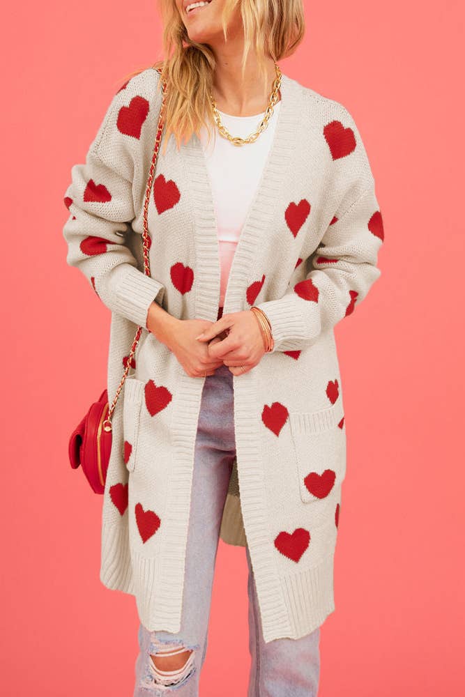 UNISHE - Vendita all'ingrosso Cardigan - Donna - Cardigan lavorato a maglia con motivo a cuore aperto sul davanti SF1007